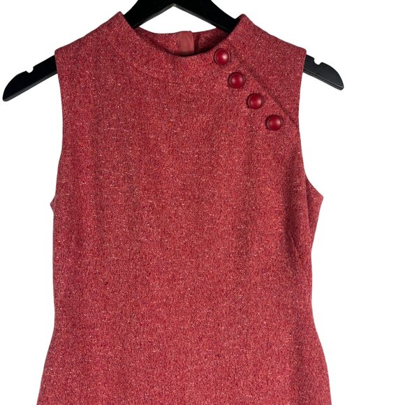 Hobbs London Sleeveless Wool Silk Blend Tweed Shift Dress in Red Size UK 8 US 4 - Picture 2 of 10